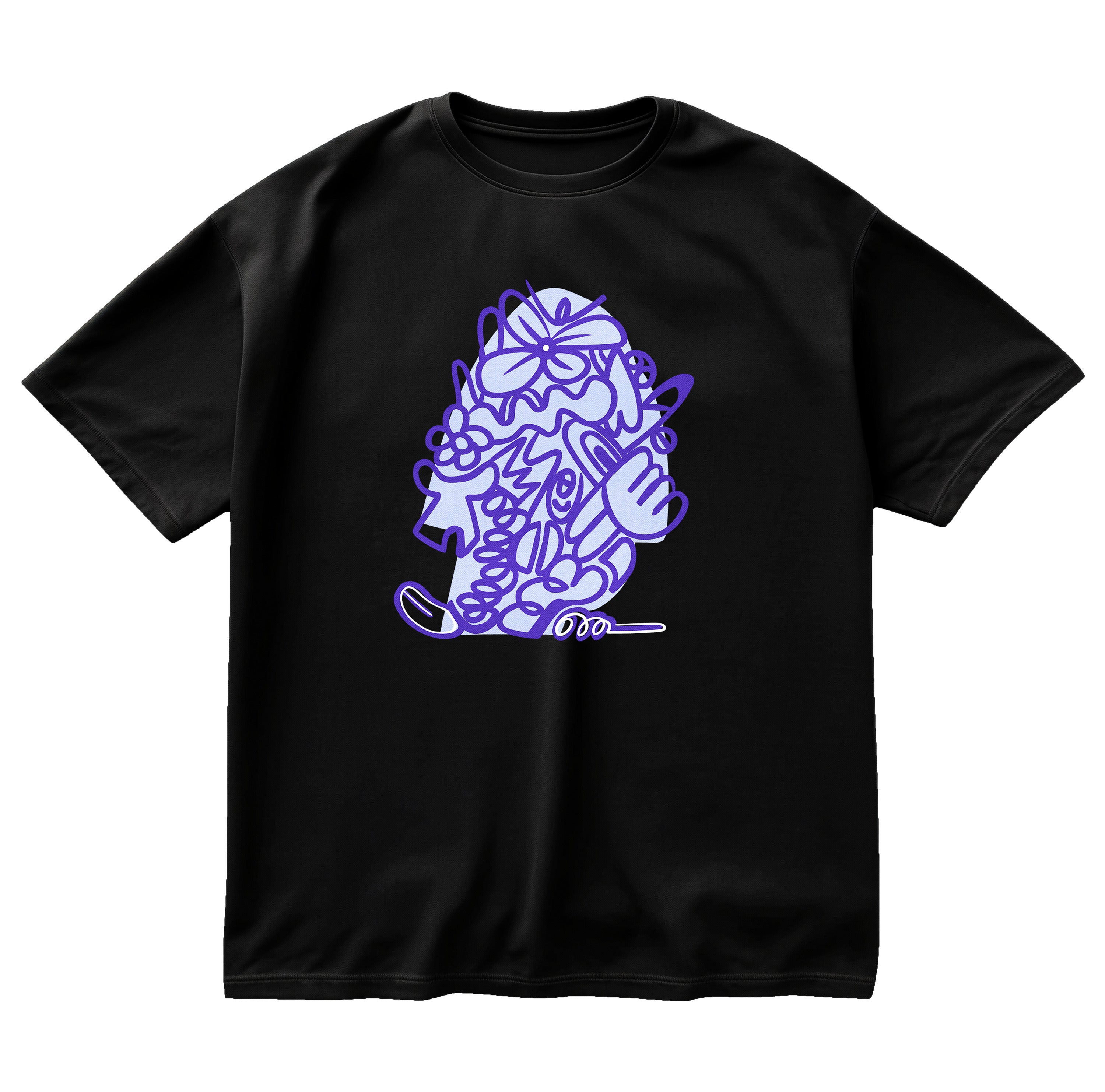 Neon Doodle Oversized Tshirt Black
