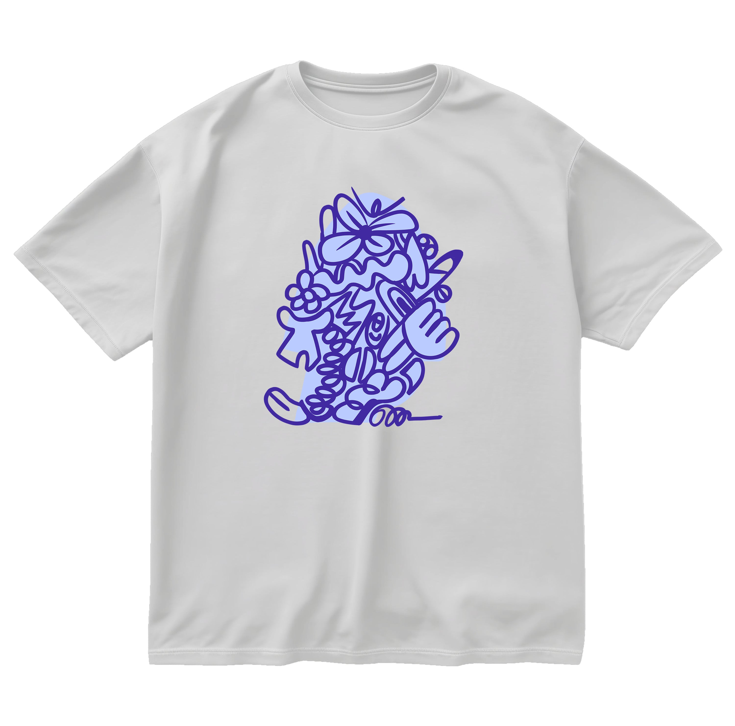 Neon Doodle Oversized Tshirt White